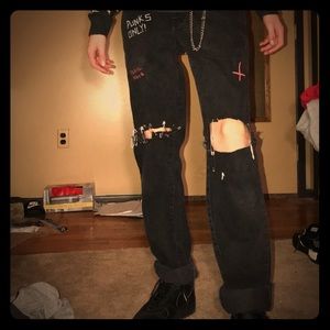 Black custom punk style pants